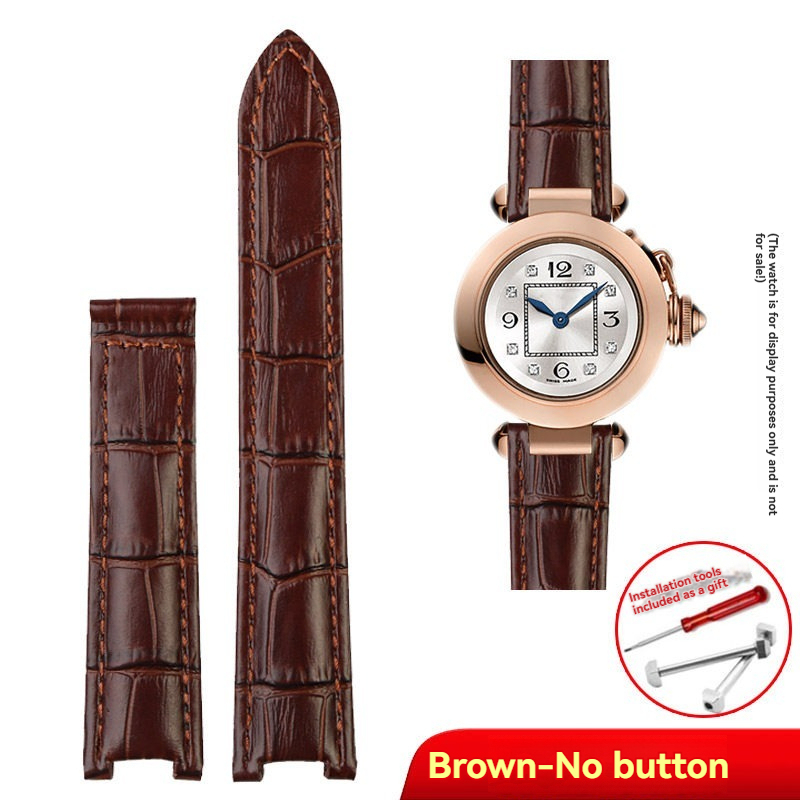 Replacement Blue Notched Leather Strap for Cartier Pasha