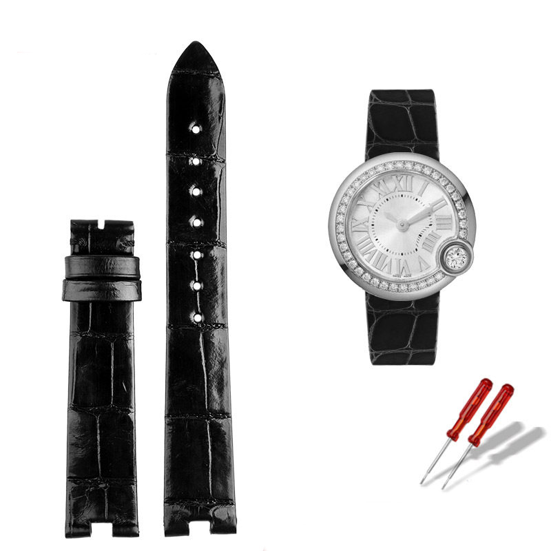 Replacement Notched Crocodile Leather Strap for Cartier Ballon Blanc W4BL0003/WJBL0006/WJBL0005