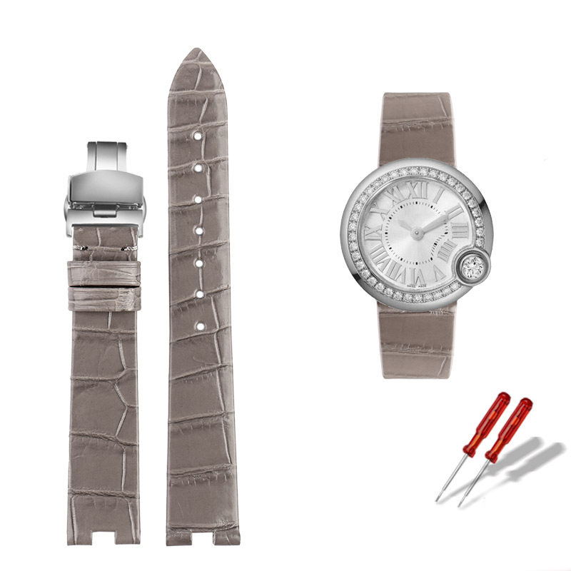 Replacement Notched Crocodile Leather Strap for Cartier Ballon Blanc W4BL0003/WJBL0006/WJBL0005