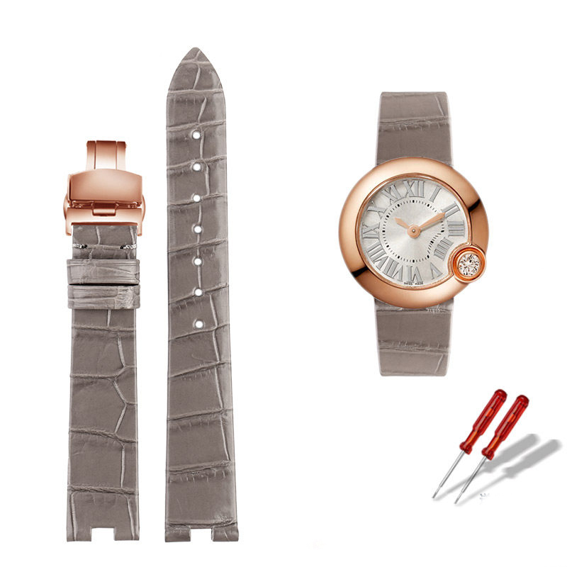 Replacement Notched Crocodile Leather Strap for Cartier Ballon Blanc W4BL0003/WJBL0006/WJBL0005