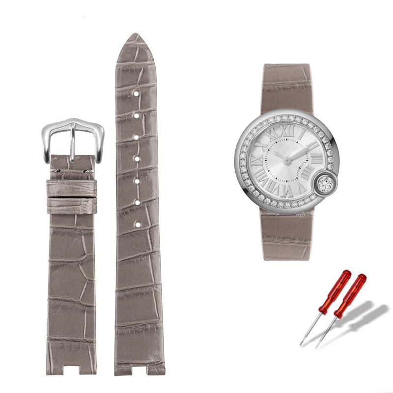 Replacement Notched Crocodile Leather Strap for Cartier Ballon Blanc W4BL0003/WJBL0006/WJBL0005