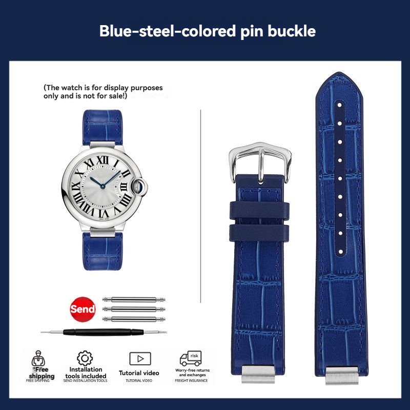 Replacement Rubber or Leather Strap for Cartier Ballon Bleu