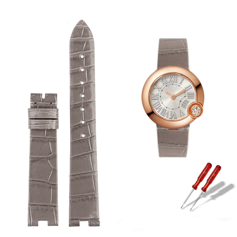 Replacement Notched Crocodile Leather Strap for Cartier Ballon Blanc W4BL0003/WJBL0006/WJBL0005
