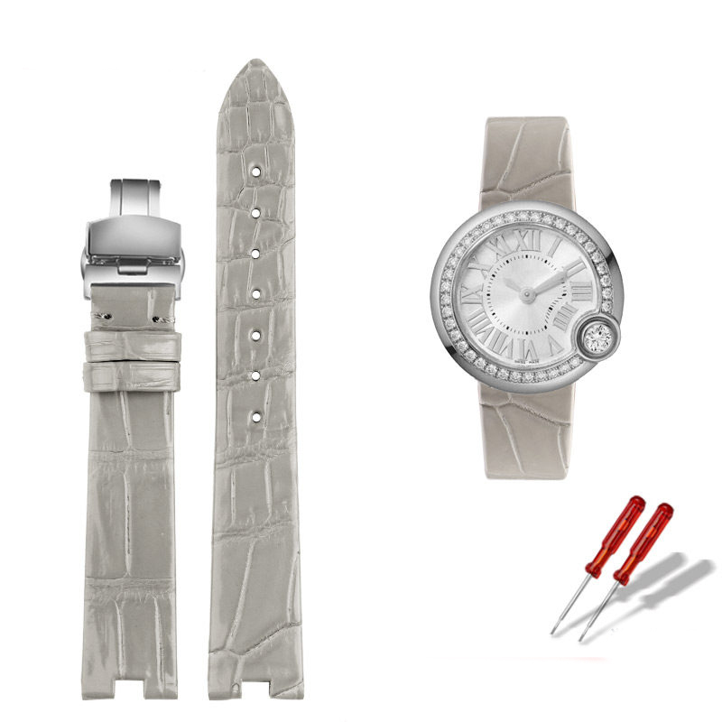 Replacement Notched Crocodile Leather Strap for Cartier Ballon Blanc W4BL0003/WJBL0006/WJBL0005