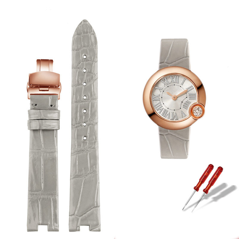 Replacement Notched Crocodile Leather Strap for Cartier Ballon Blanc W4BL0003/WJBL0006/WJBL0005