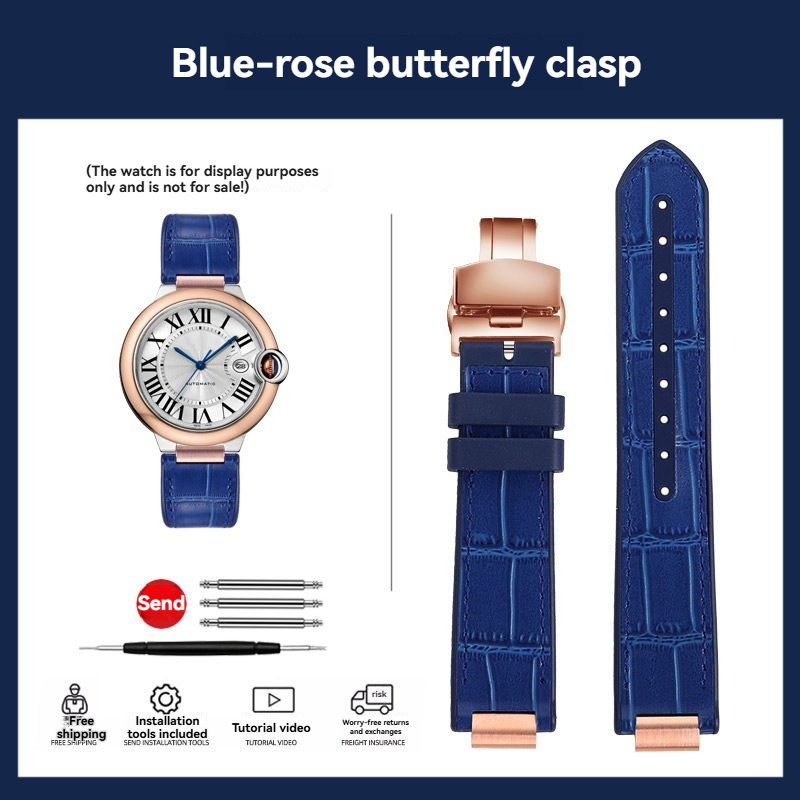 Replacement Rubber or Leather Strap for Cartier Ballon Bleu