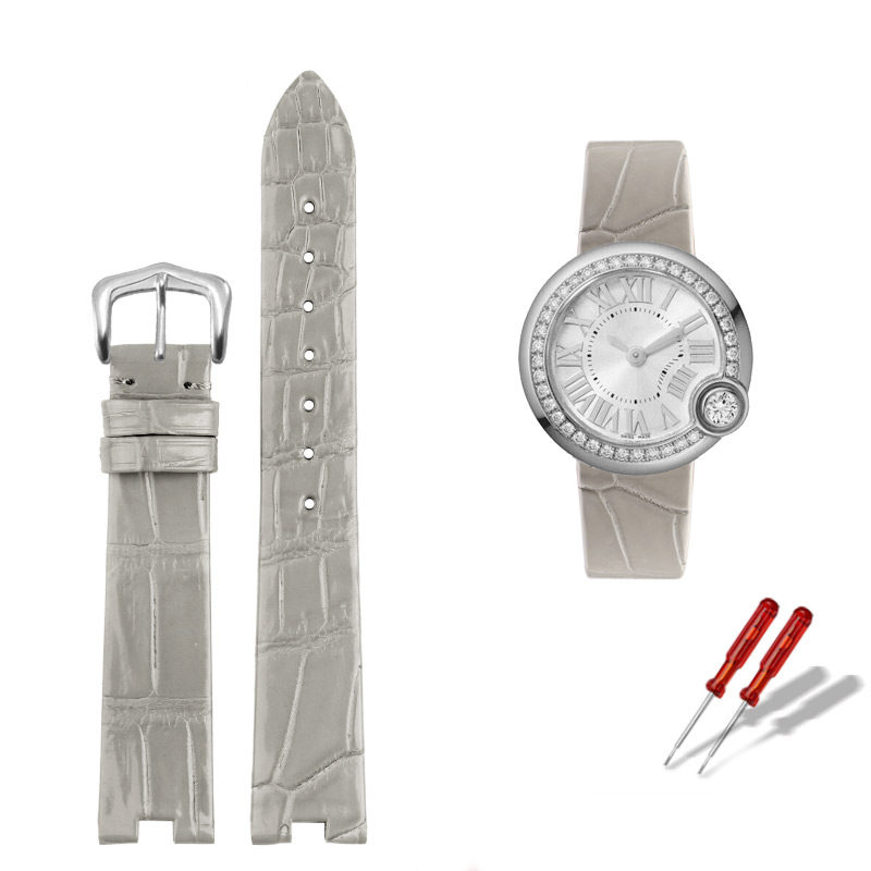 Replacement Notched Crocodile Leather Strap for Cartier Ballon Blanc W4BL0003/WJBL0006/WJBL0005