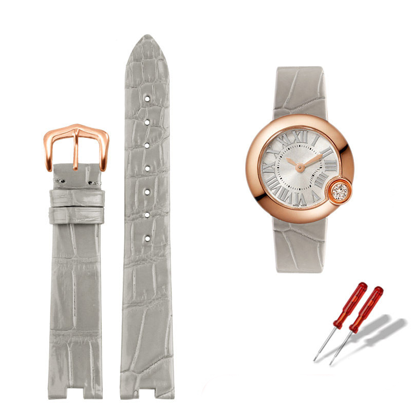 Replacement Notched Crocodile Leather Strap for Cartier Ballon Blanc W4BL0003/WJBL0006/WJBL0005