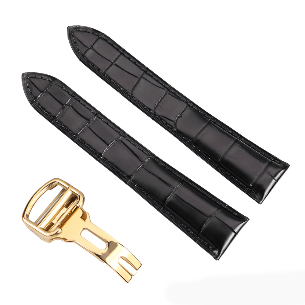 Replacement Bamboo Crocodile Grain Leather Strap for Cartier Tank/Santos/Panthère