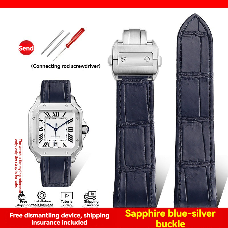 Replacement Genuine Crocodile Leather Strap for Cartier Santos 100 – 20/23mm