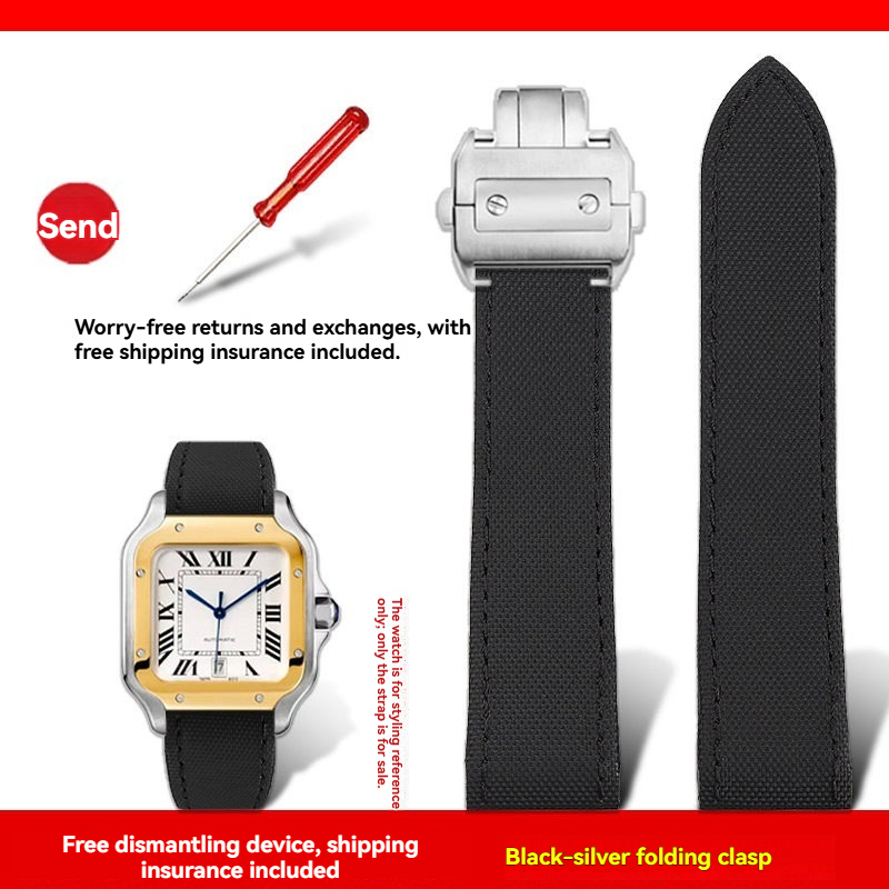 Replacement Nylon Texture Strap for Cartier Santos 100