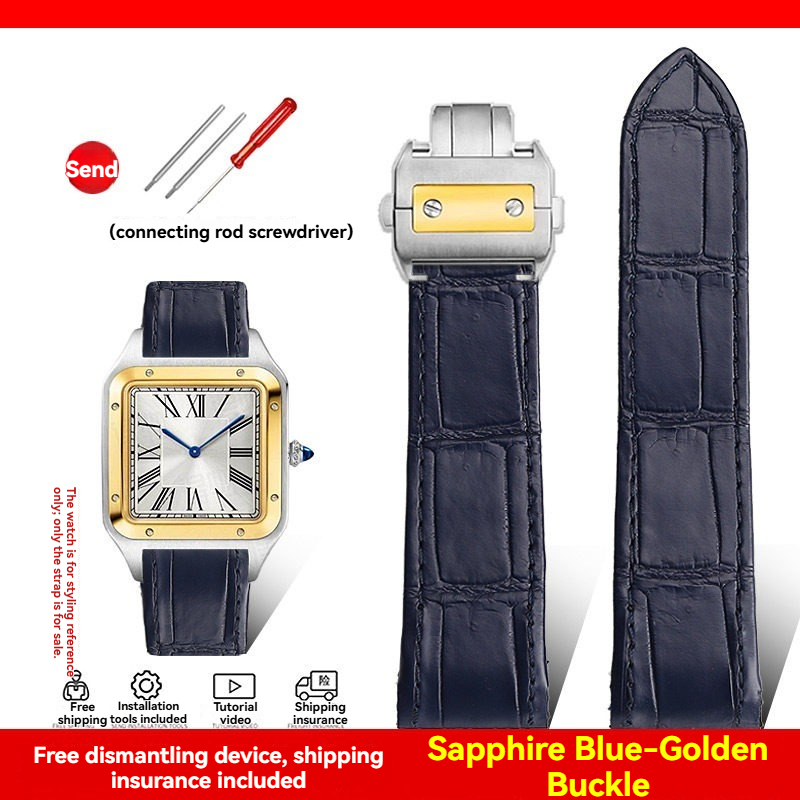 Replacement Genuine Crocodile Leather Strap for Cartier Santos 100 – 20/23mm