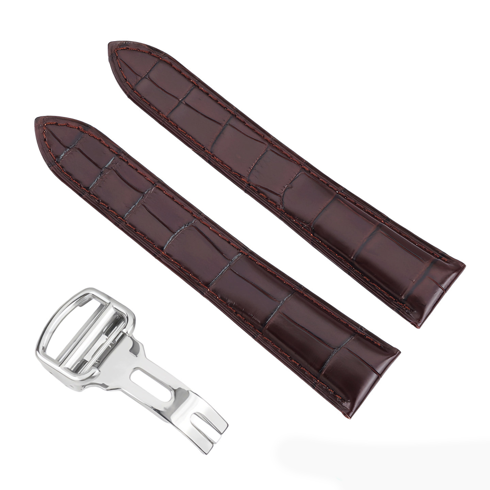 Replacement Bamboo Crocodile Grain Leather Strap for Cartier Tank/Santos/Panthère