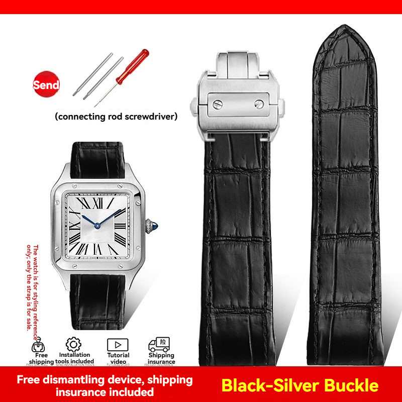 Replacement Genuine Crocodile Leather Strap for Cartier Santos 100 – 20/23mm