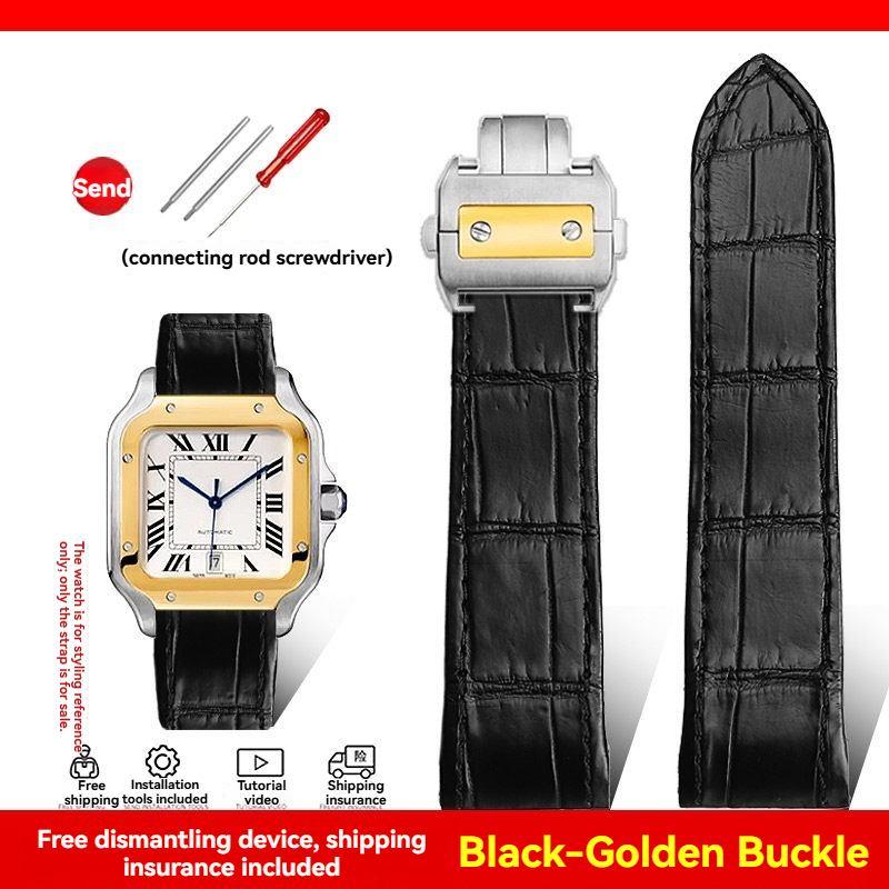 Replacement Genuine Crocodile Leather Strap for Cartier Santos 100 – 20/23mm