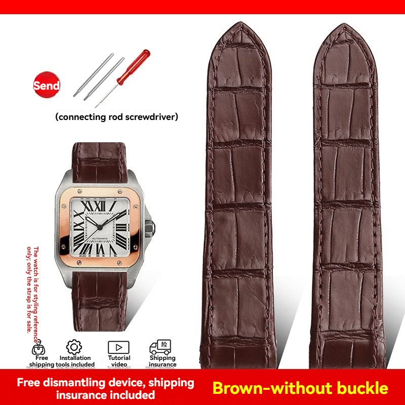 Replacement Genuine Crocodile Leather Strap for Cartier Santos 100 – 20/23mm