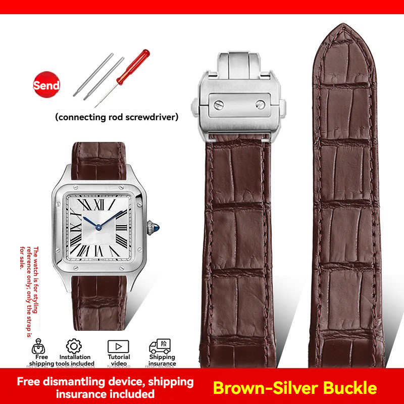 Replacement Genuine Crocodile Leather Strap for Cartier Santos 100 – 20/23mm