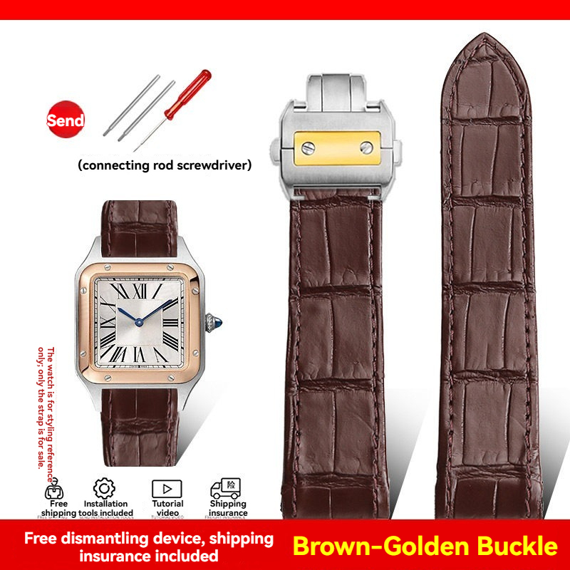 Replacement Genuine Crocodile Leather Strap for Cartier Santos 100 – 20/23mm