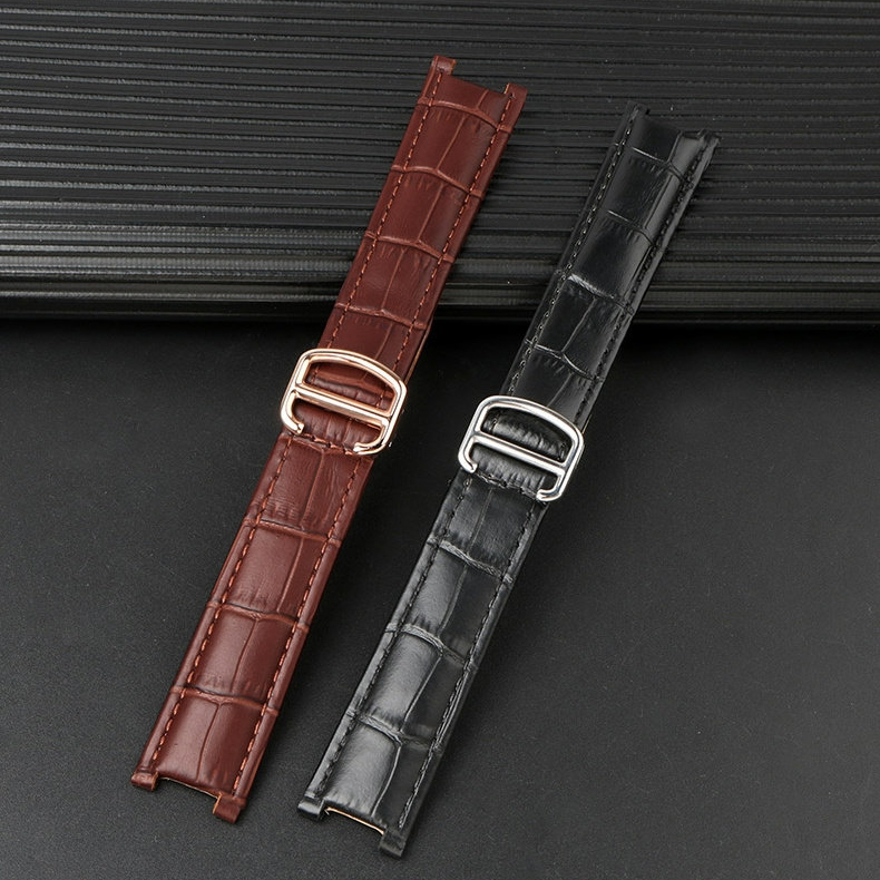 Replacement Blue Notched Leather Strap for Cartier Pasha