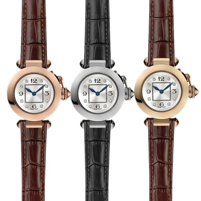 Replacement Blue Notched Leather Strap for Cartier Pasha