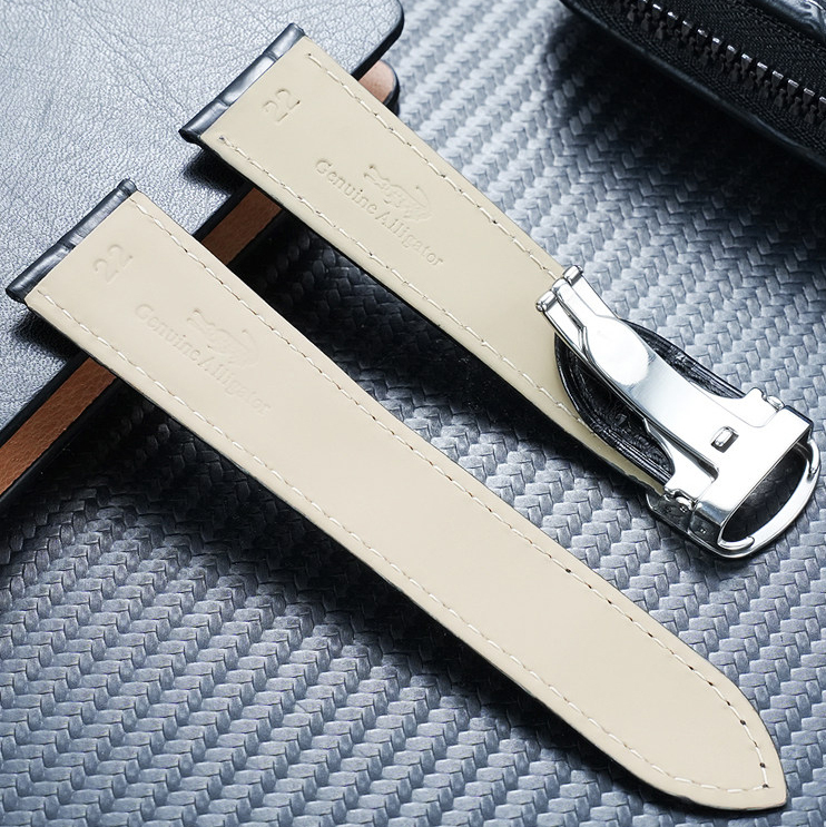 Replacement Bamboo Crocodile Grain Leather Strap for Cartier Tank/Santos/Panthère