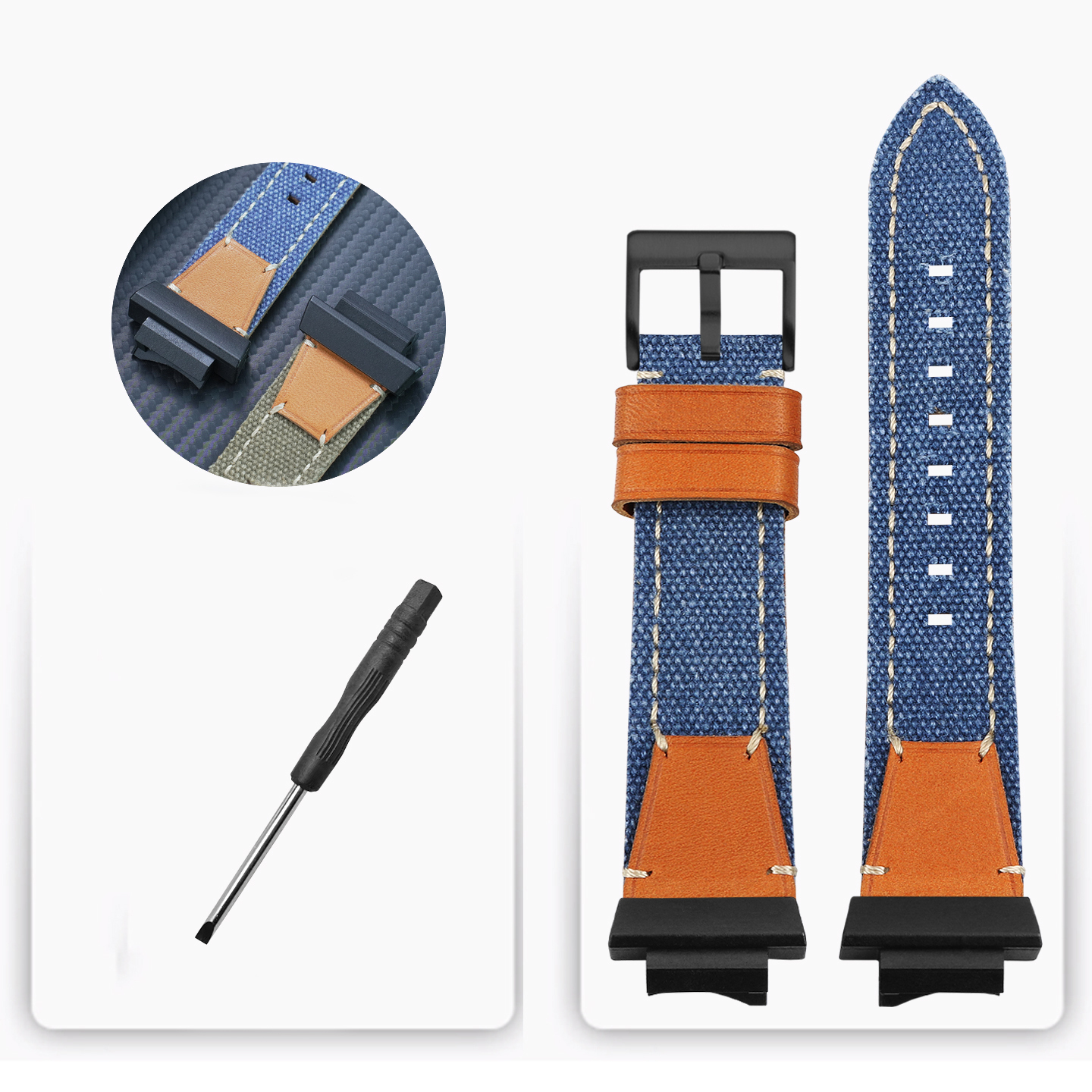 Replacement Nylon & Leather Strap for Casio GWF-1000 Frogman