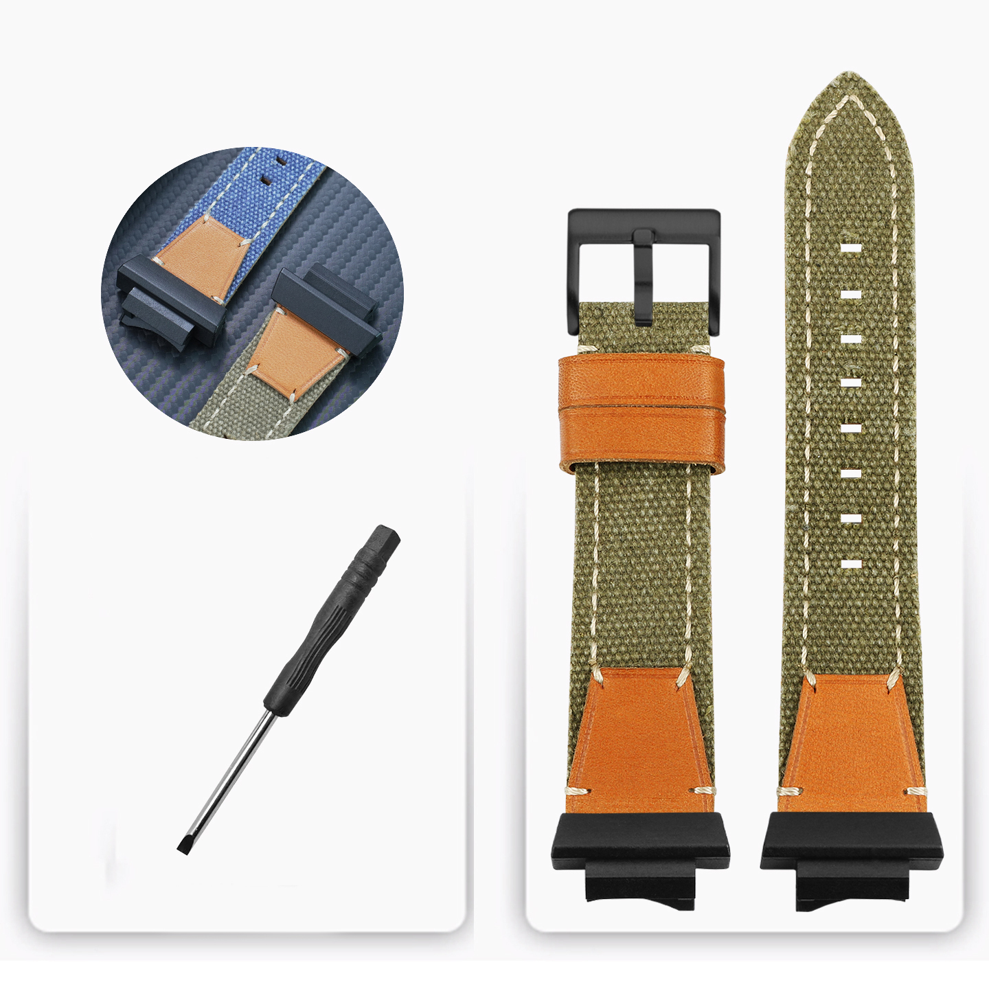 Replacement Nylon & Leather Strap for Casio GWF-1000 Frogman