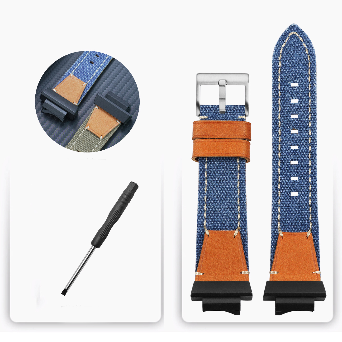 Replacement Nylon & Leather Strap for Casio GWF-1000 Frogman