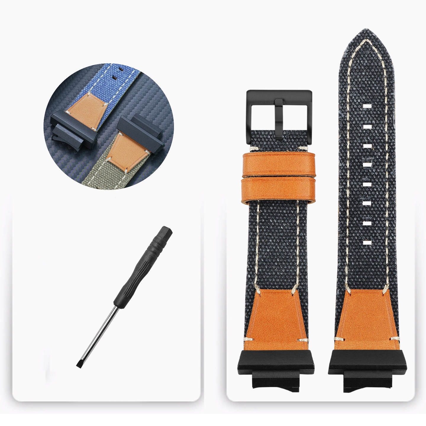 Replacement Nylon & Leather Strap for Casio GWF-1000 Frogman