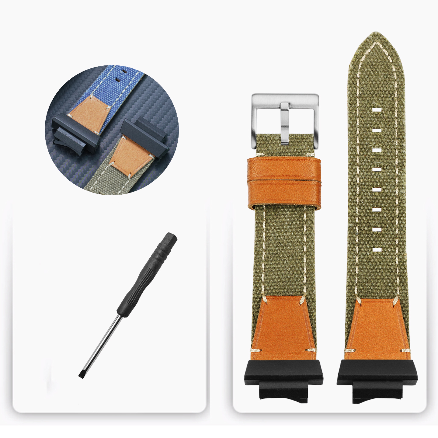 Replacement Nylon & Leather Strap for Casio GWF-1000 Frogman