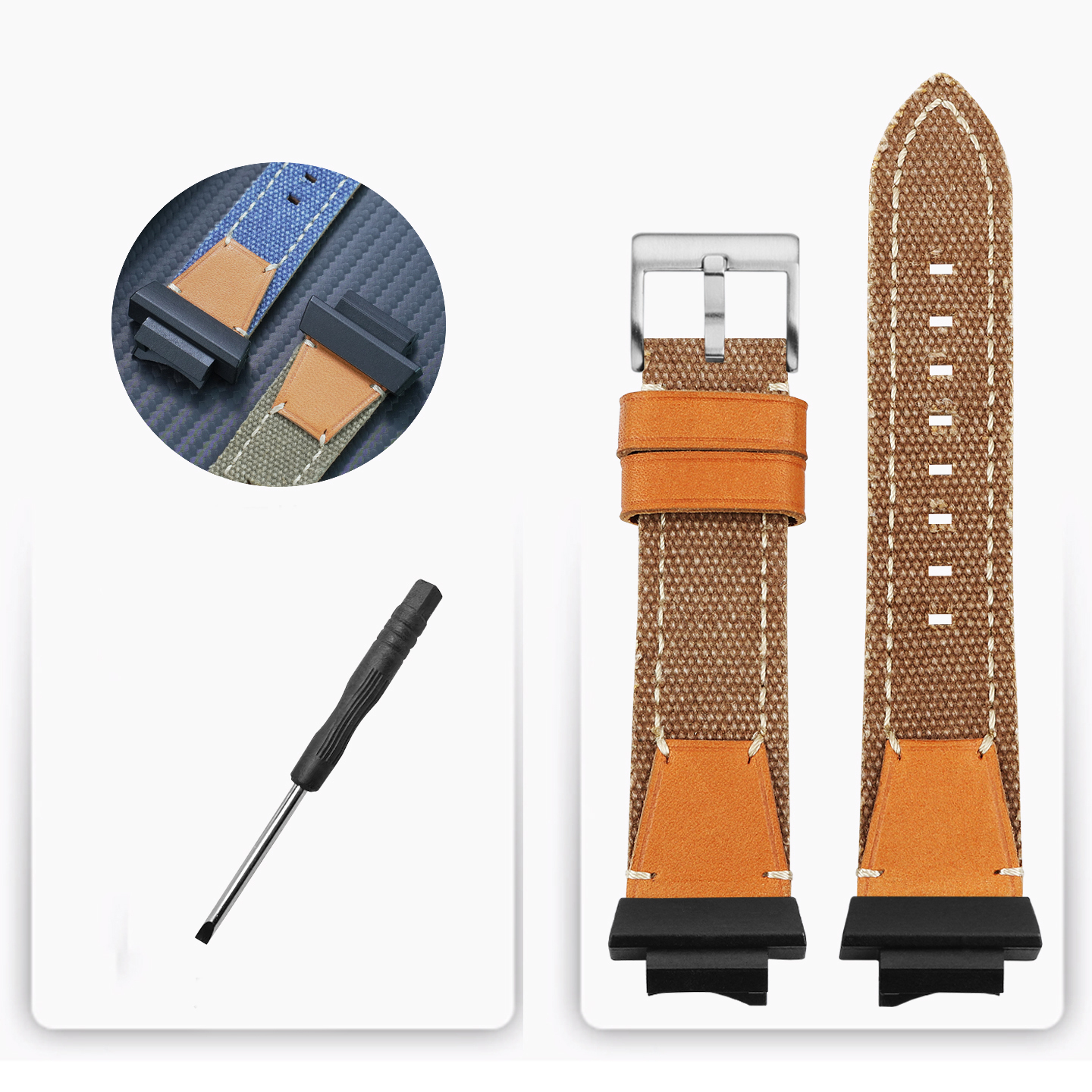 Replacement Nylon & Leather Strap for Casio GWF-1000 Frogman