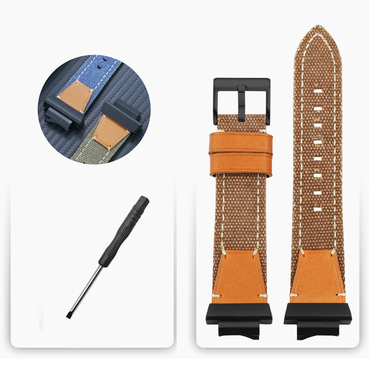 Replacement Nylon & Leather Strap for Casio GWF-1000 Frogman