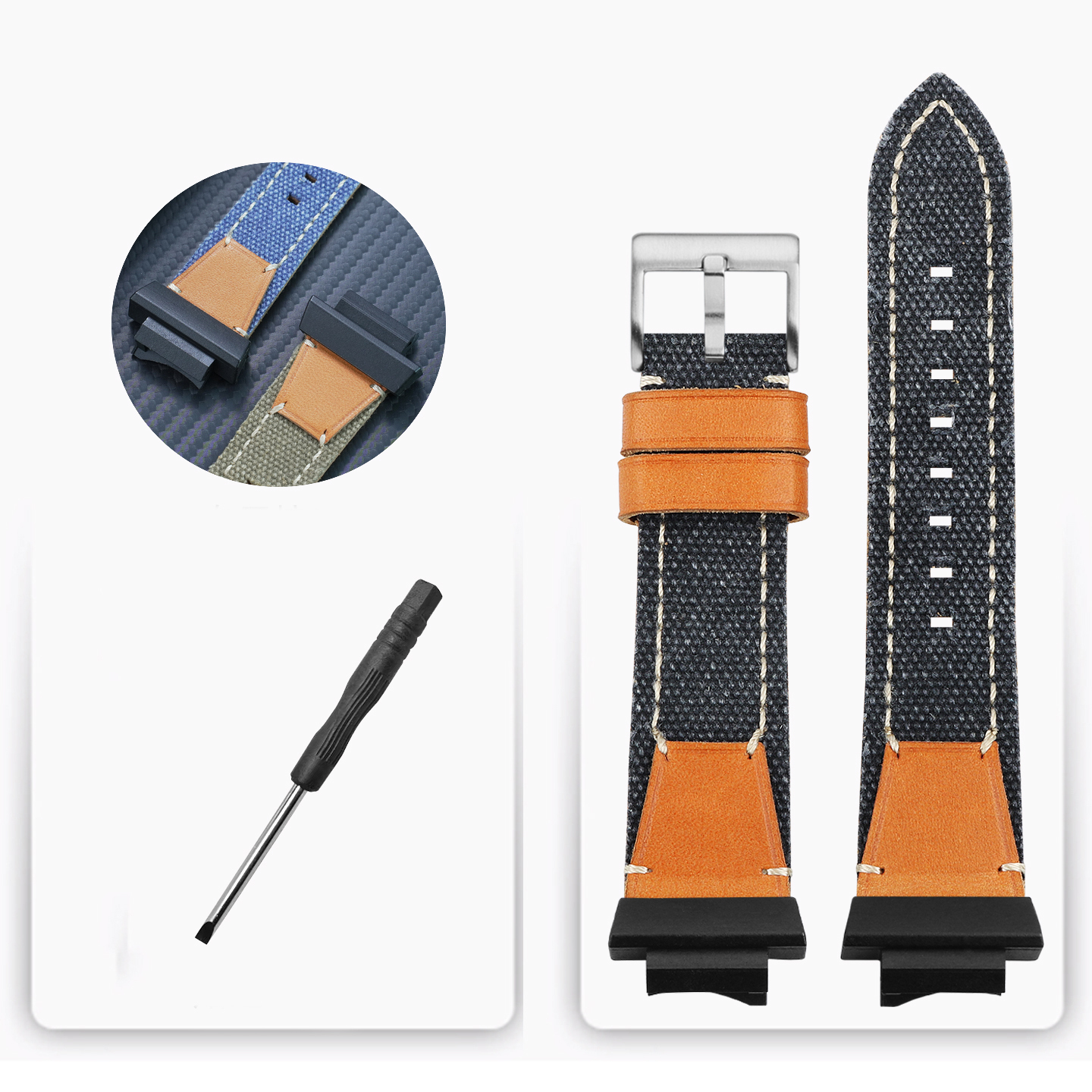Replacement Nylon & Leather Strap for Casio GWF-1000 Frogman