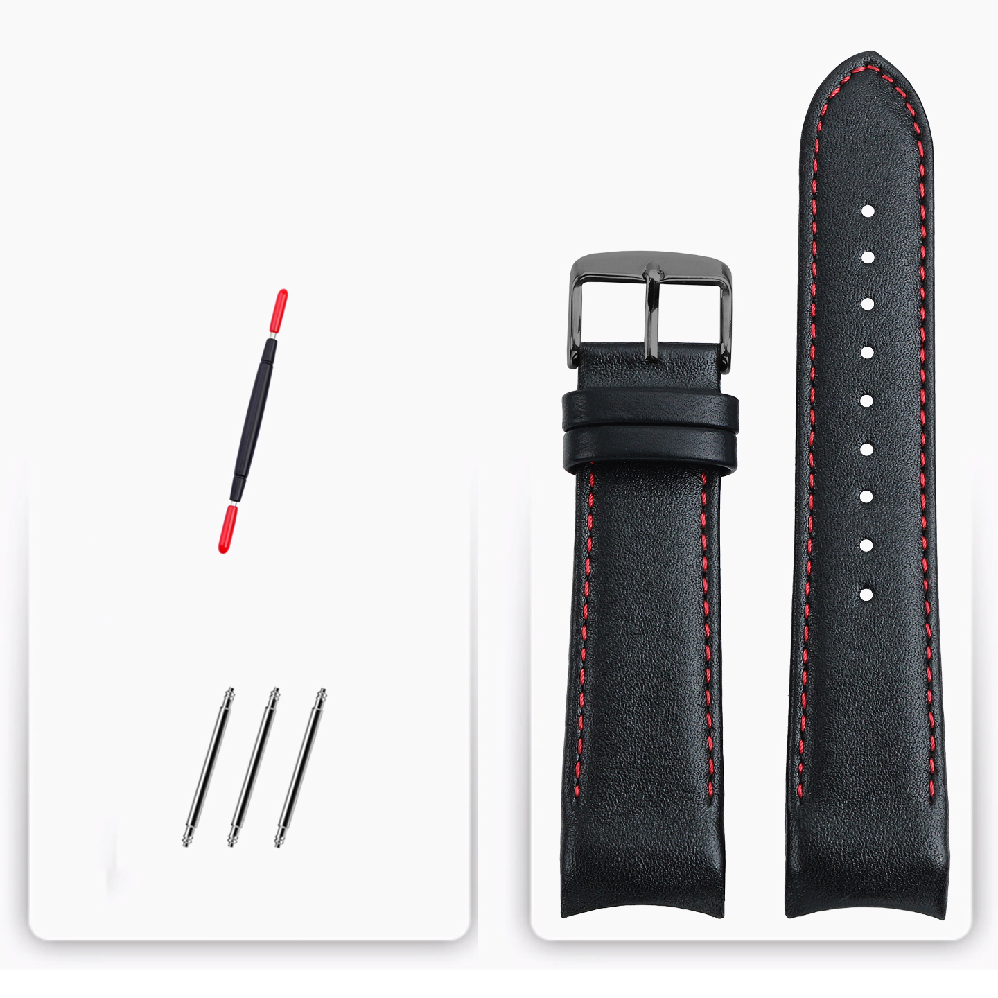 Replacement Curved Leather Strap for Casio EQS-500C/EQW-M600/ERA-200