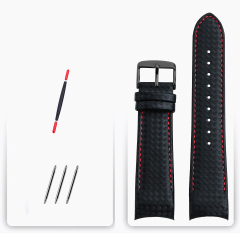 Black mat grain red stitching - black