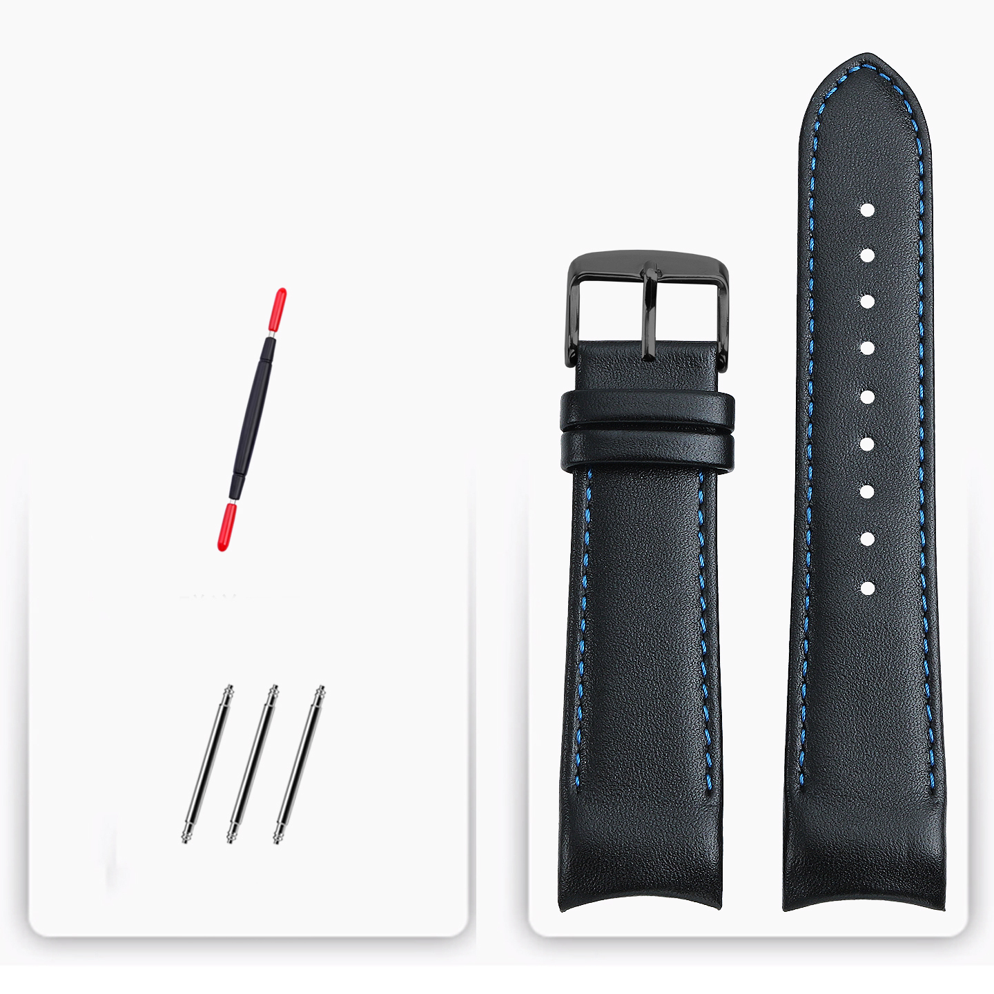 Replacement Curved Leather Strap for Casio EQS-500C/EQW-M600/ERA-200