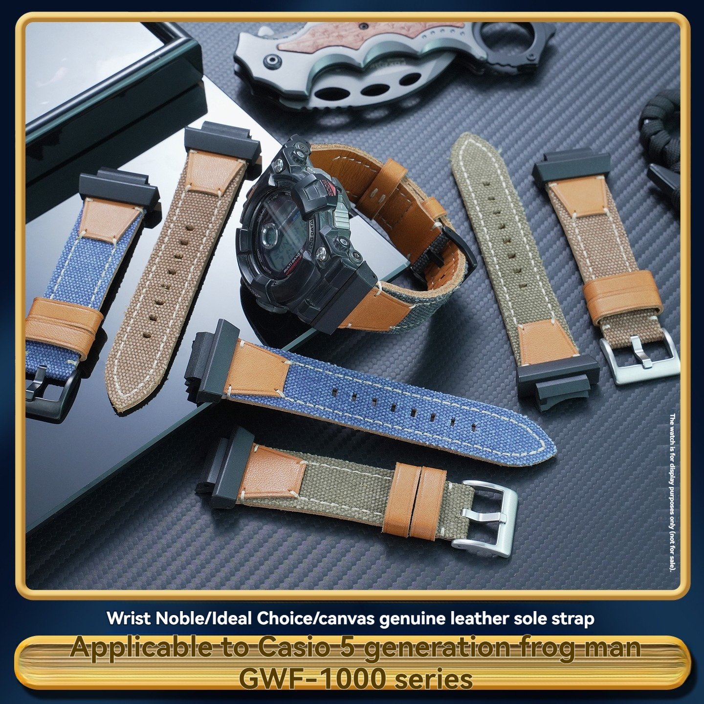 Replacement Nylon & Leather Strap for Casio GWF-1000 Frogman