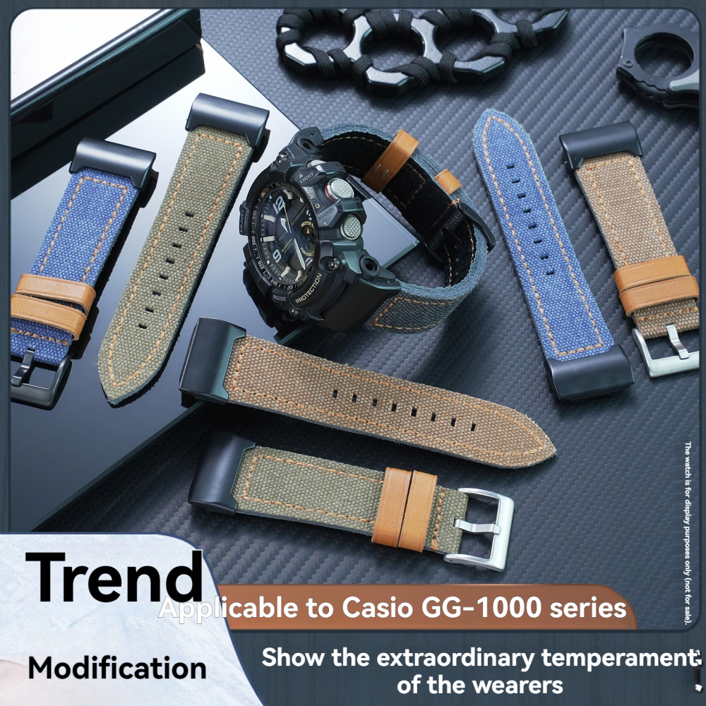 Replacement Nylon & Leather Strap for Casio GG-1000/GWG-1000