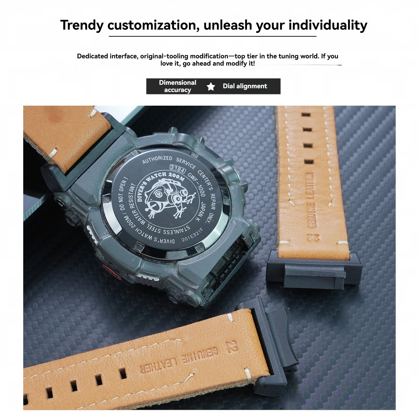 Replacement Nylon & Leather Strap for Casio GWF-1000 Frogman