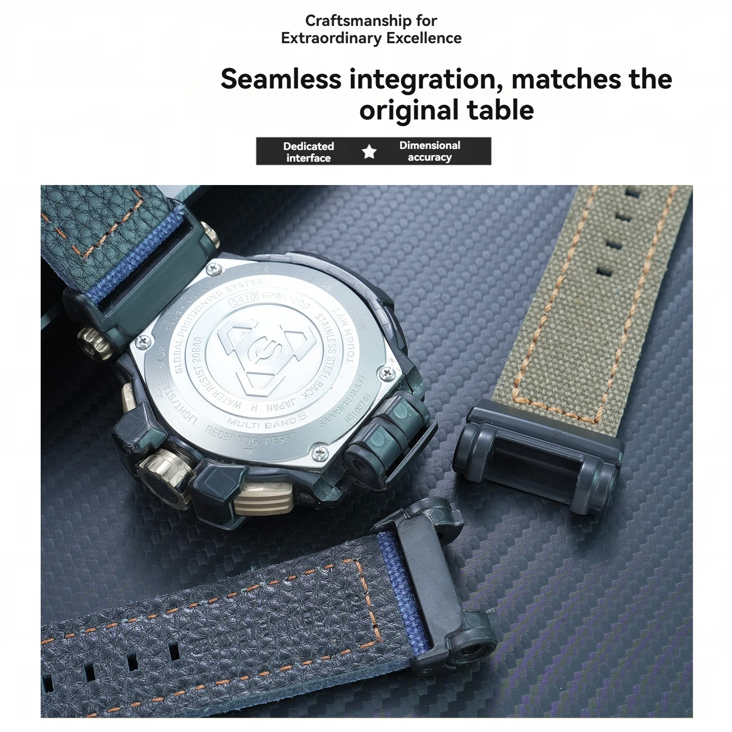 Replacement Canvas/Nylon Strap for Casio GPW-1000 Gravitymaster