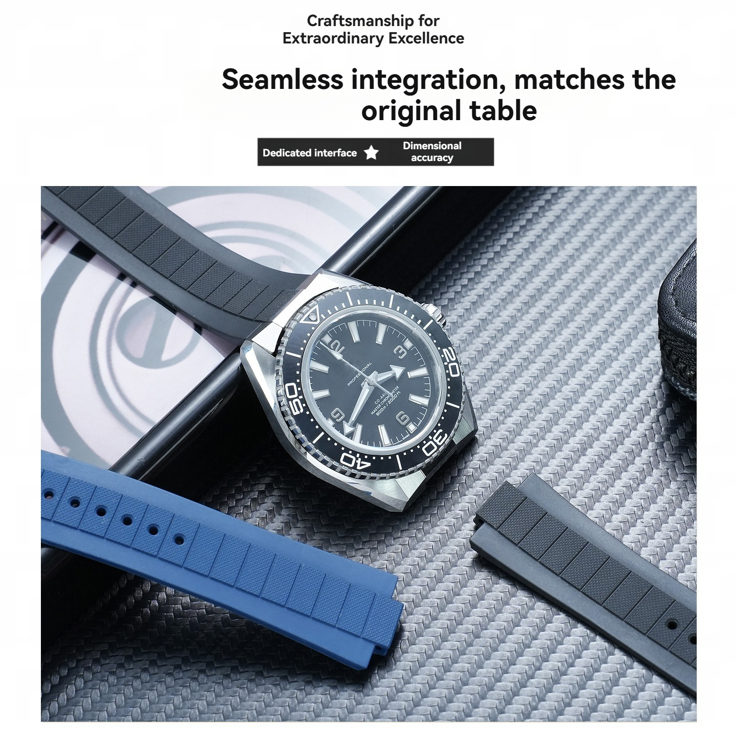 Replacement FKM Rubber Strap for Omega Seamaster 600