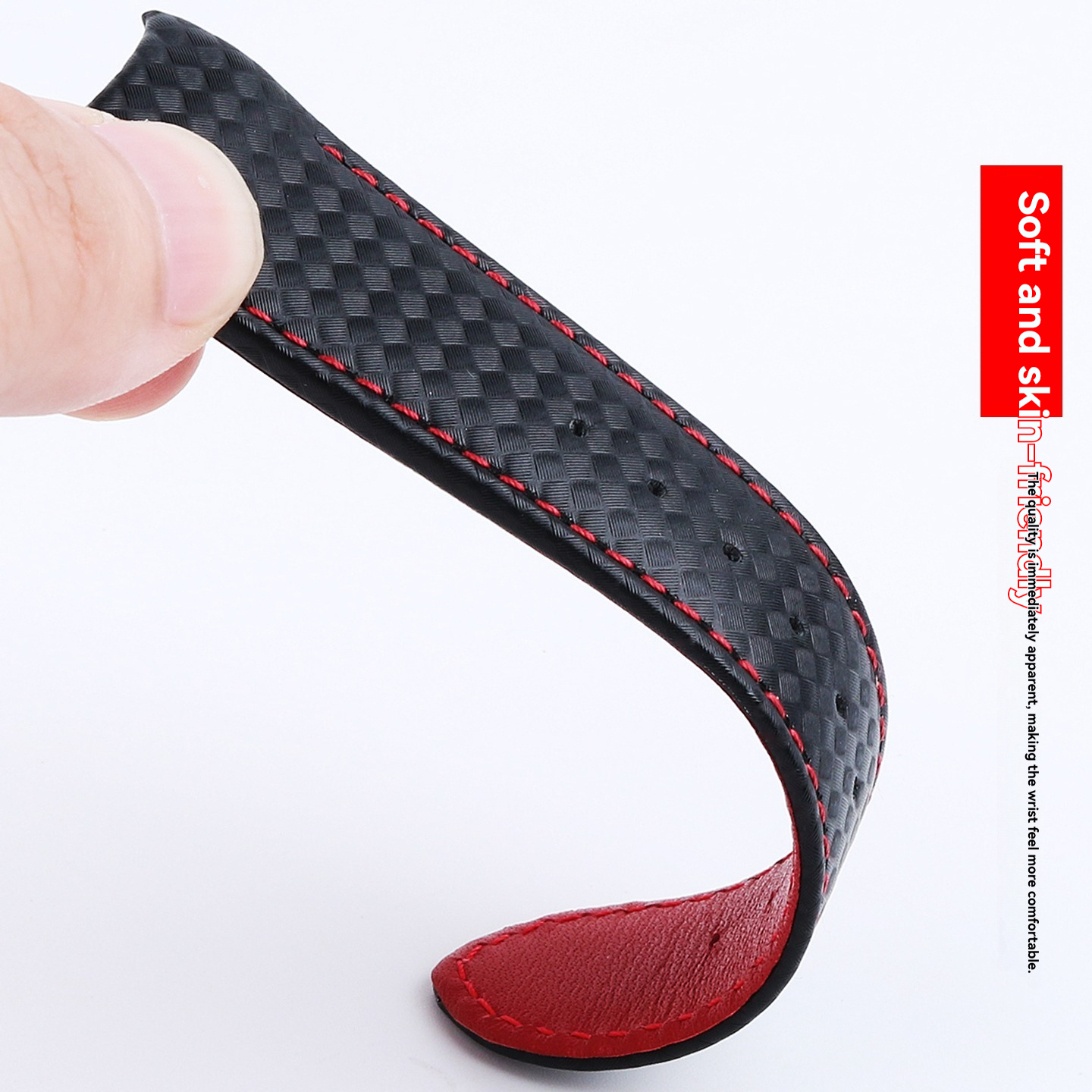 Replacement Curved Leather Strap for Casio EQS-500C/EQW-M600/ERA-200