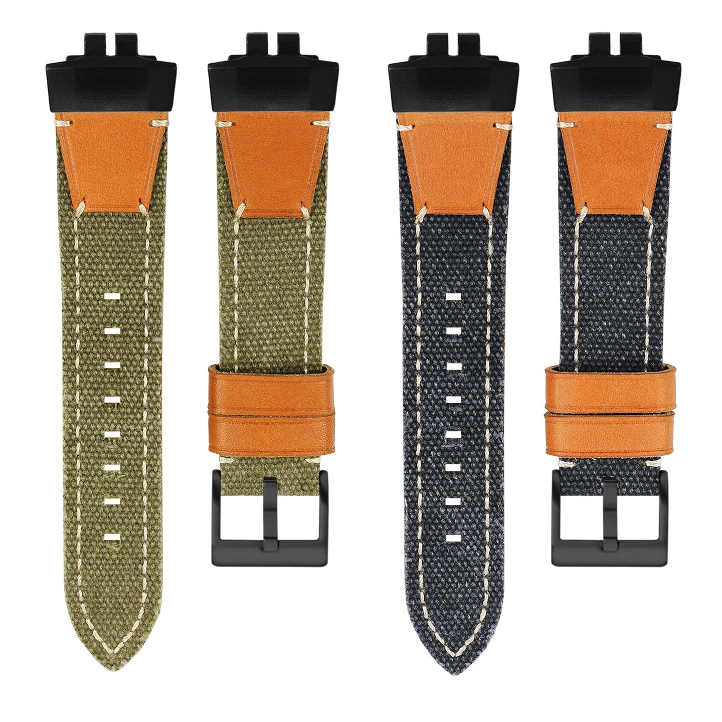 Replacement Nylon & Leather Strap for Casio GBD-200 Black Warrior