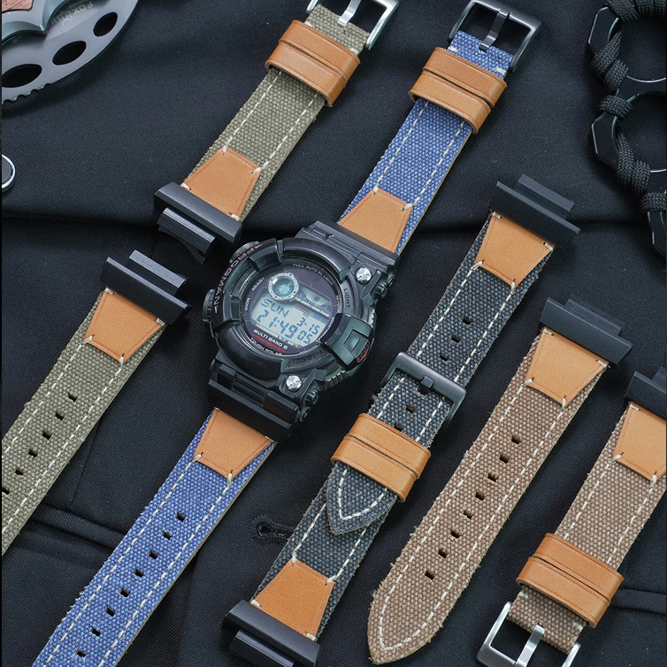 Replacement Nylon & Leather Strap for Casio GWF-1000 Frogman