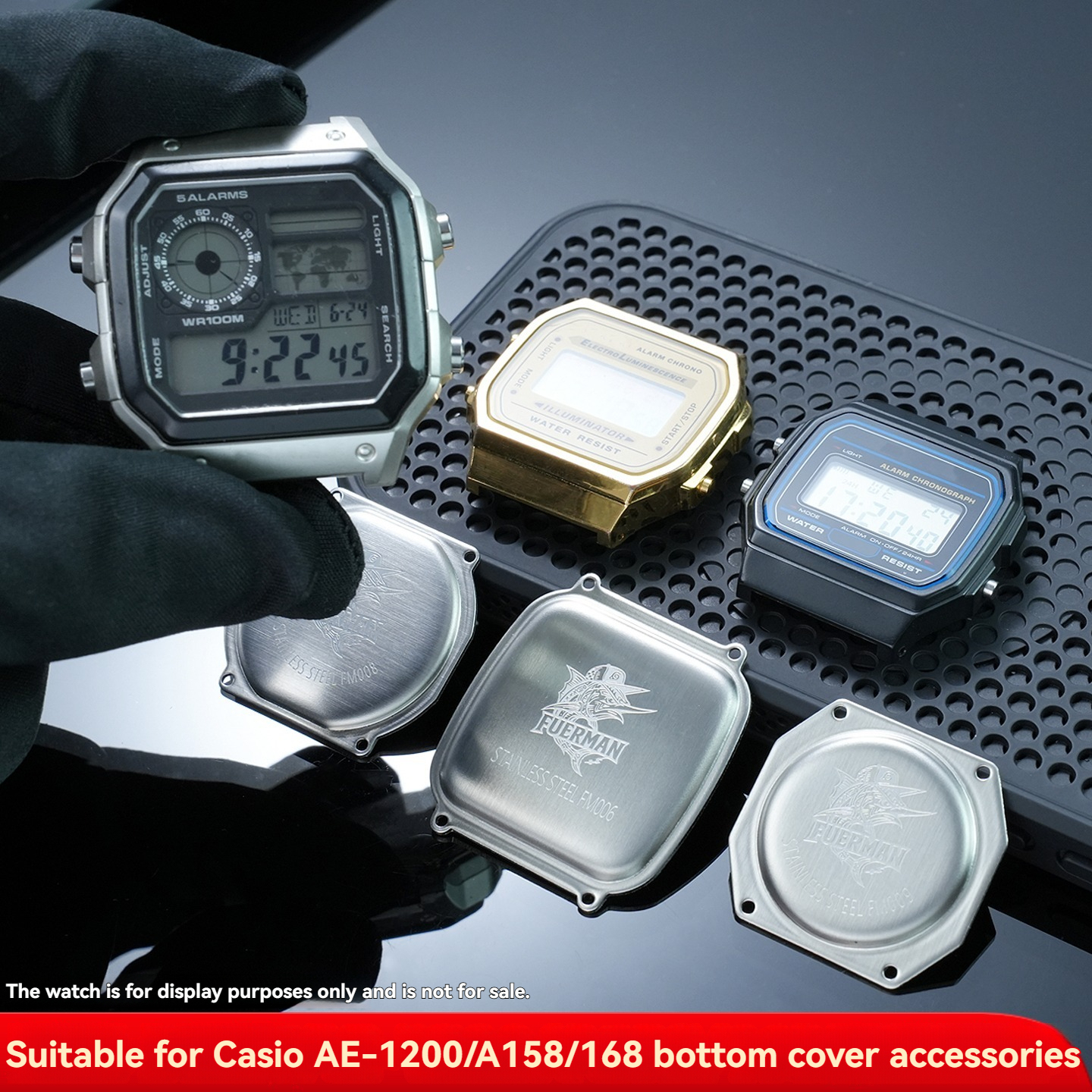 Replacement Stainless Steel Case Back for Casio AE-1200/AE-1300/A158/A168/F91