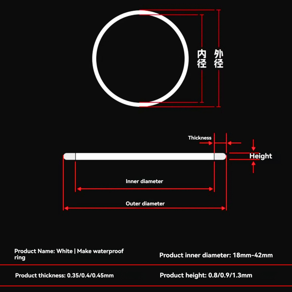 Replacement PTFE Watch Glass Gasket Set – 0.35/0.4/0.45mm White I-Ring Seals.