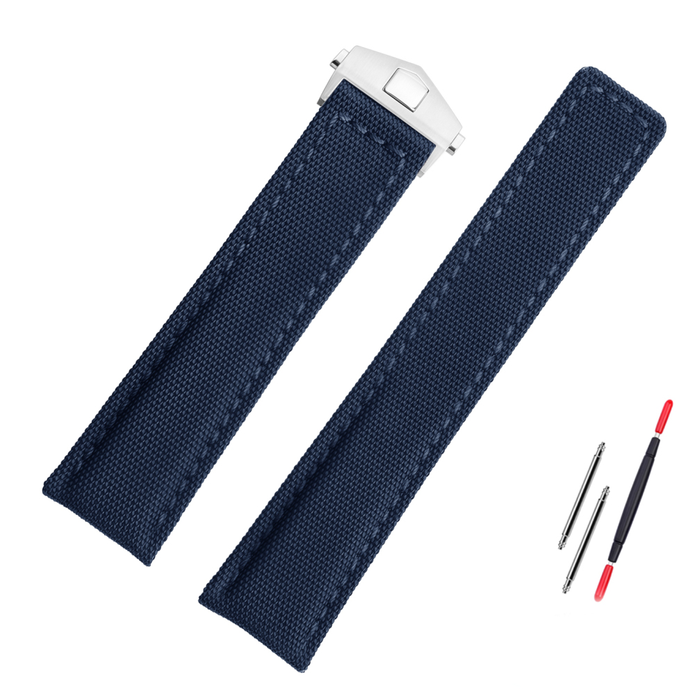 Replacement 22mm Canvas Leather Strap for TAG Heuer F1/Carrera/Monaco