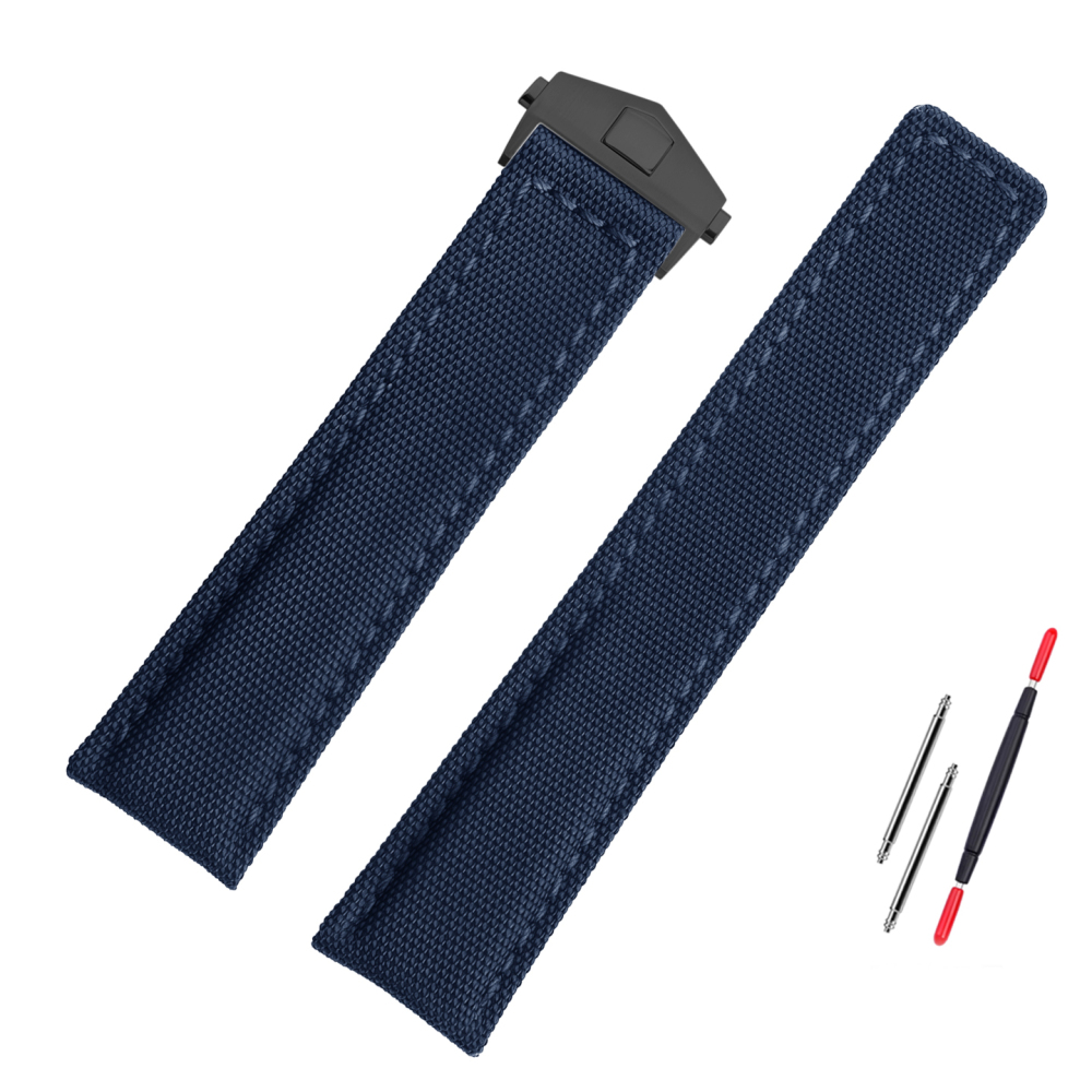 Replacement 22mm Canvas Leather Strap for TAG Heuer F1/Carrera/Monaco