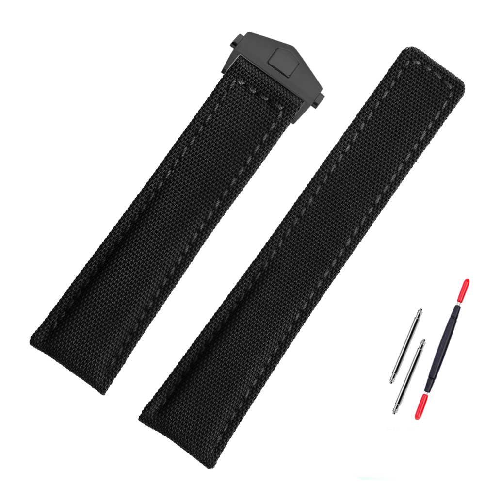 Replacement 22mm Canvas Leather Strap for TAG Heuer F1/Carrera/Monaco