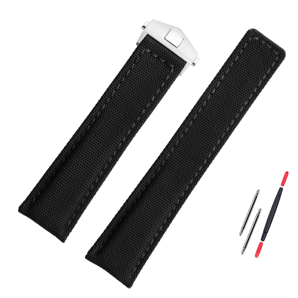Replacement 22mm Canvas Leather Strap for TAG Heuer F1/Carrera/Monaco